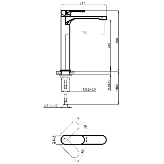 بيورتي خلاط حوض طويل اسود 1/2" فليكس P-158345524